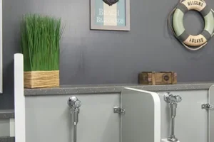 Inside Urinals of 10 Station Restroom Trailer