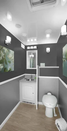 Inside of 3 Station Restroom Trailer