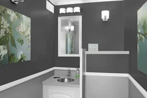 Inside of 3 Station Restroom Trailer