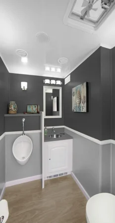 Inside view of 3 Station Restroom Trailer